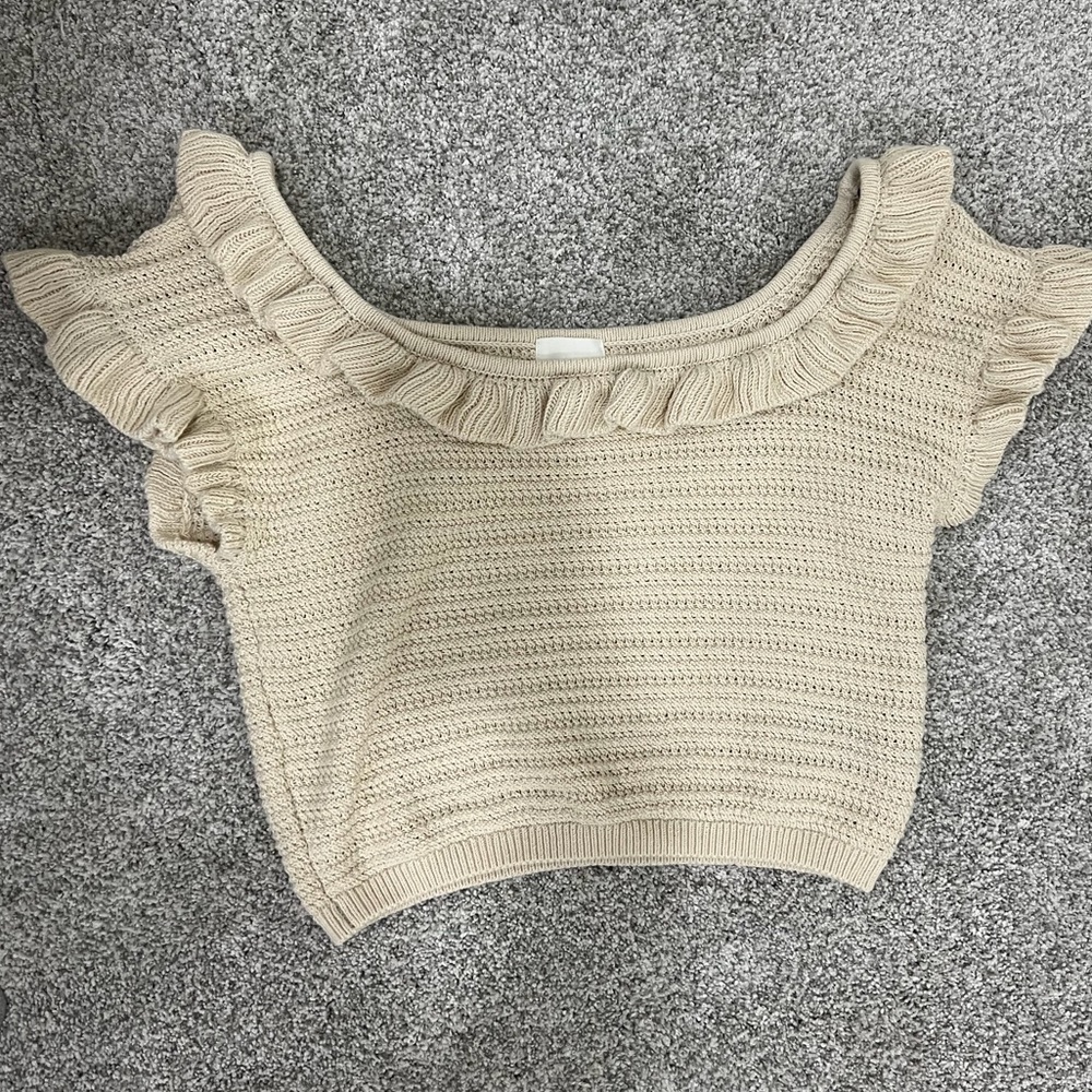 H&M Ruffled Knit Beige Top- XL
